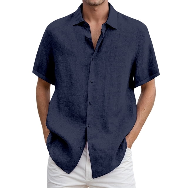 DGMIOCS Chemise à Manches Courtes Durable et Tendance pour Homme Bleu Marine P