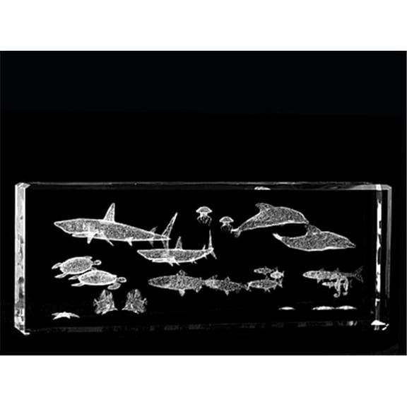 Asfour Crystal 1168-150-25 5.9 L x 2.4 H x 1.4 W in. Crystal Laser-Engraved Sea Life Sealife & Nautical Laser-Cut