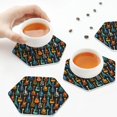 thumbnail image 6 of Bingfone Vintage Colorful Guitar Leather Drinks Coasters with Set of 6,Suitable for Home Kitchen,Coffee Cup Coasters Home Gift, 6 of 7