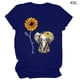 thumbnail image 1 of Camiseta de mujer Blusa con cuello redondo y manga corta con estampado de girasol, azul marino, XXL Scienceny  AP001988-21, 1 of 5