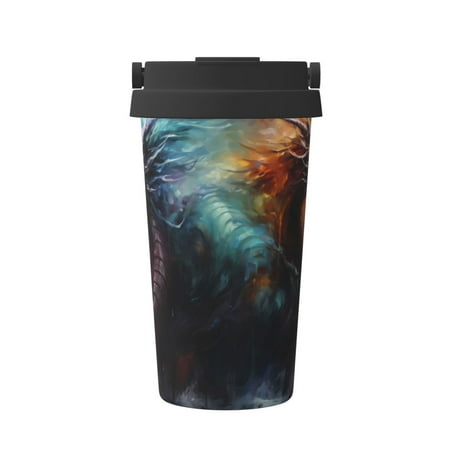 

Fuzoiu Colorful Ink Style Dragon Print Stainless Steel Travel Mug Vacuum Insulated Coffee Travel Mug Reusable Coffee Cup for Hot and Cold