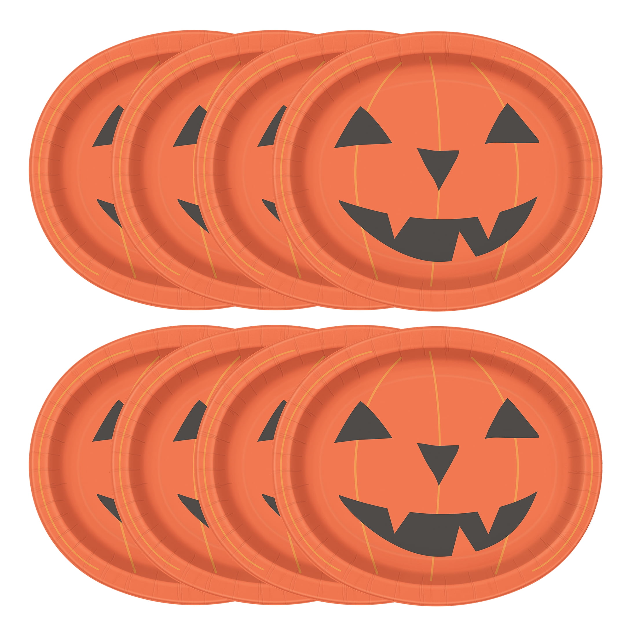 8 Count12 x 10IN Smiling Pumpkin Oval Plate by Way to Celebrate