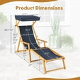 thumbnail image 3 of Costway Birch Wood Chaise Lounge Chair with Adjustable Canopy Reclining Backrest & Footrest Navy, 3 of 10