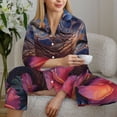 thumbnail image 5 of KLL Realistic Flower Turtle Print Women's Long Sleeve Pajamas with Pants Sleepwear Loungewear 2 Set-XX-Large, 5 of 7