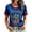 Blue, variant on Never Forget 9/11 Shirt for Women Patriotic V-Neck Tee with Red Trim & 25 Years Patch, Soft Cotton Relaxed Fit American Flag Memorial Top Army Green L