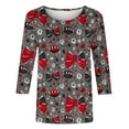 thumbnail image 6 of JTZGDY Baseball T-Shirts for Women Dressy Casual Summer 3/4 Lenght Sleeve Round Neck Graphic Tunic Tees Tops Loose Oversized Soft Cotton Blouse Dark Gray L, 6 of 6