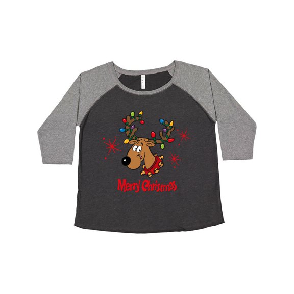 Inktastic Merry Christmas Reindeer Women's Plus Size T-Shirt