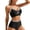 Black, variant on Summer Women's 2 Piece Bikini Swimsuit Set Solid Color Open Back Printed Wave Style Stretch Suits for Beach Pool Leisure Wear
