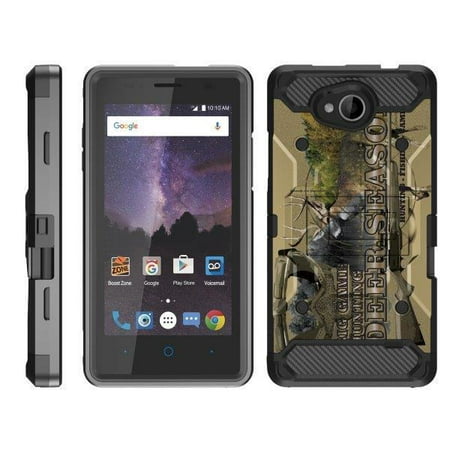 TurtleArmor ® | For ZTE Tempo | ZTE Majesty Pro [Full Body Protection] Hybrid Kickstand Rugged Cover Holster Belt Clip Case - Deer Hunting