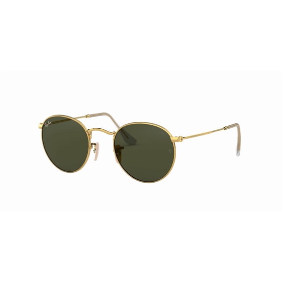 RAY-BAN RB3447 ROUND METAL Round Shape Sunglasses Polished Arista Gold Frame | G-15 Green Lens 50mm