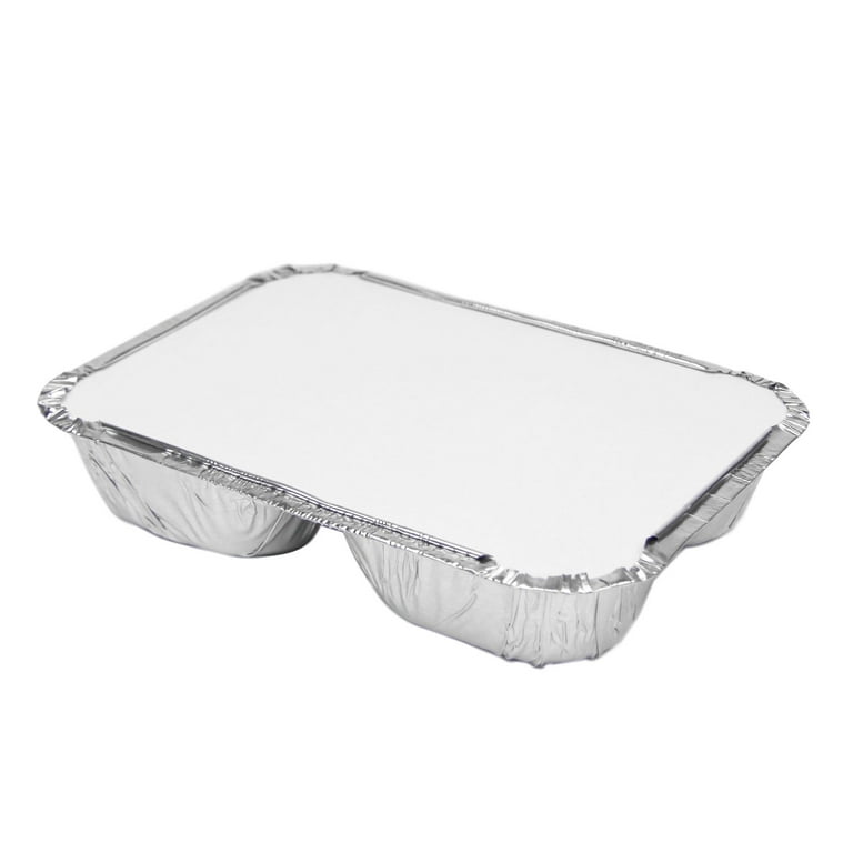 3 Compartment Aluminum Rectangular Tray And White Board Cover, Combo Pack,  250 Ct.