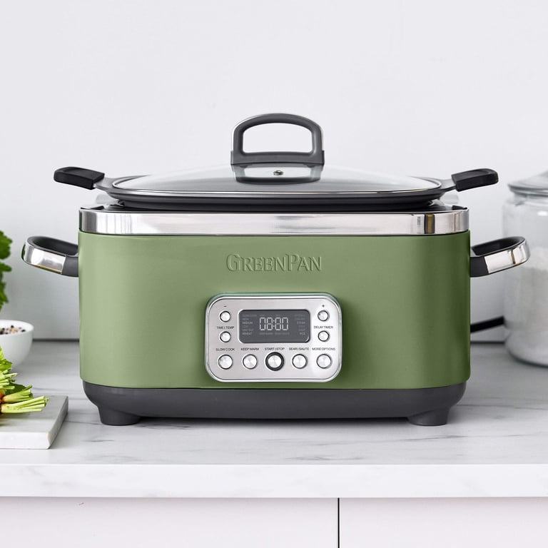 GreenPan 6-Quart 14-in-1 Slow Cooker, Sage Green photo 3