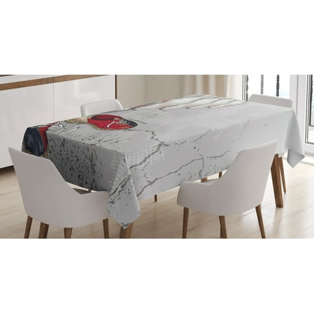 Shoe Table Decorations Bowling Party Decorations Tablecloth, Bowling Shoes Pins and Ball Artistic Grunge Style, Rectangular Table Cover for Dining Room Kitchen, 52 X 70 Inches, Light Grey Red Dark Blue, by Ambesonne ()