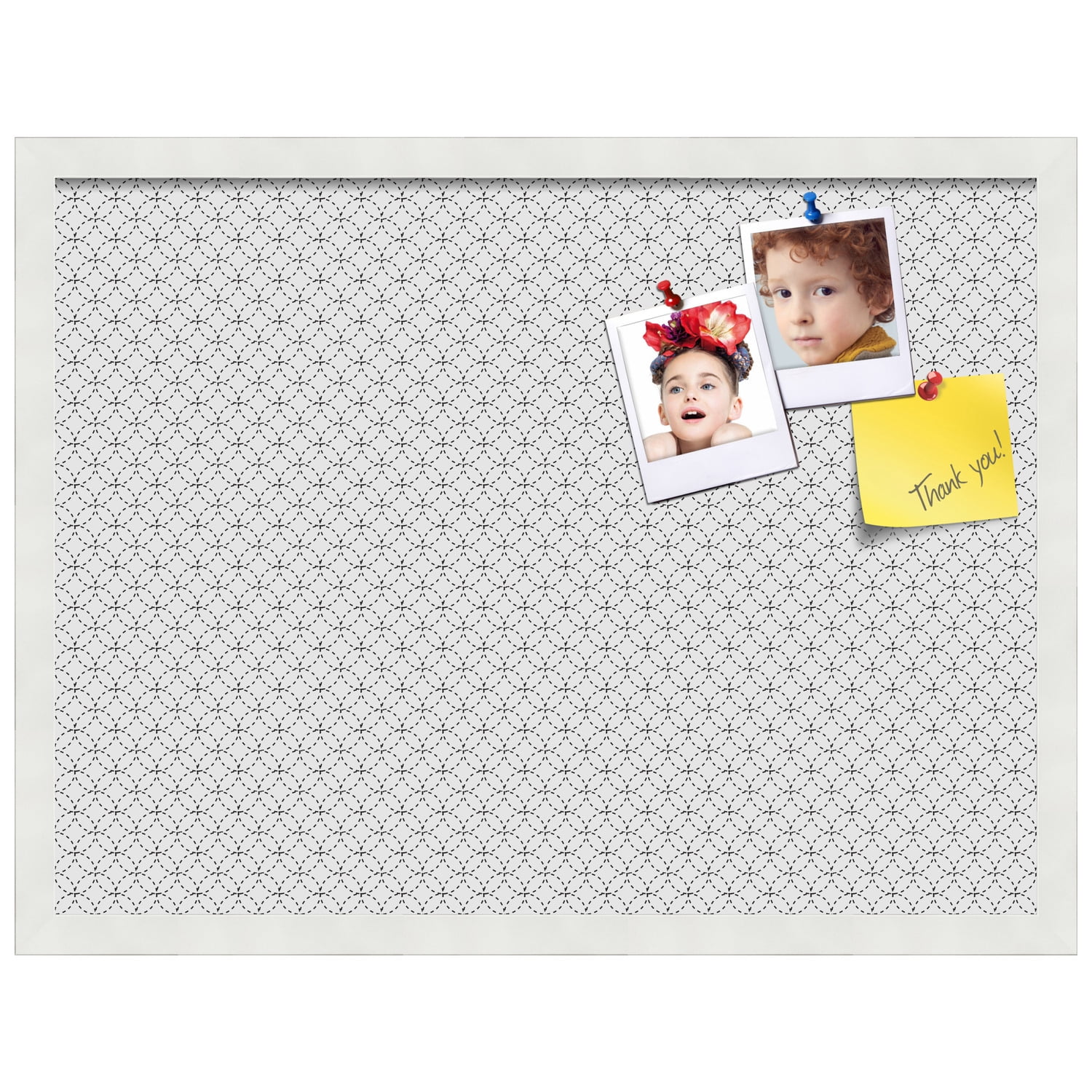 PinPix 24x18 Custom Cork Bulletin Board B W Circles Poster Board Has a Fabric Style Canvas Finish, Framed in B W Circles, by ArtToFrames (PinPix-117)