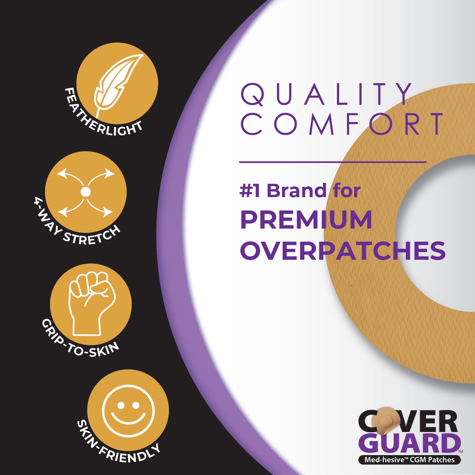 CoverGuard Center Cut Overpatches for Dexcom G7 | 25 Ct Tan | Premium Waterproof CGM Covers | Latex-Free | Anti-Fray | Easy Application & Removal | Sensor Protection