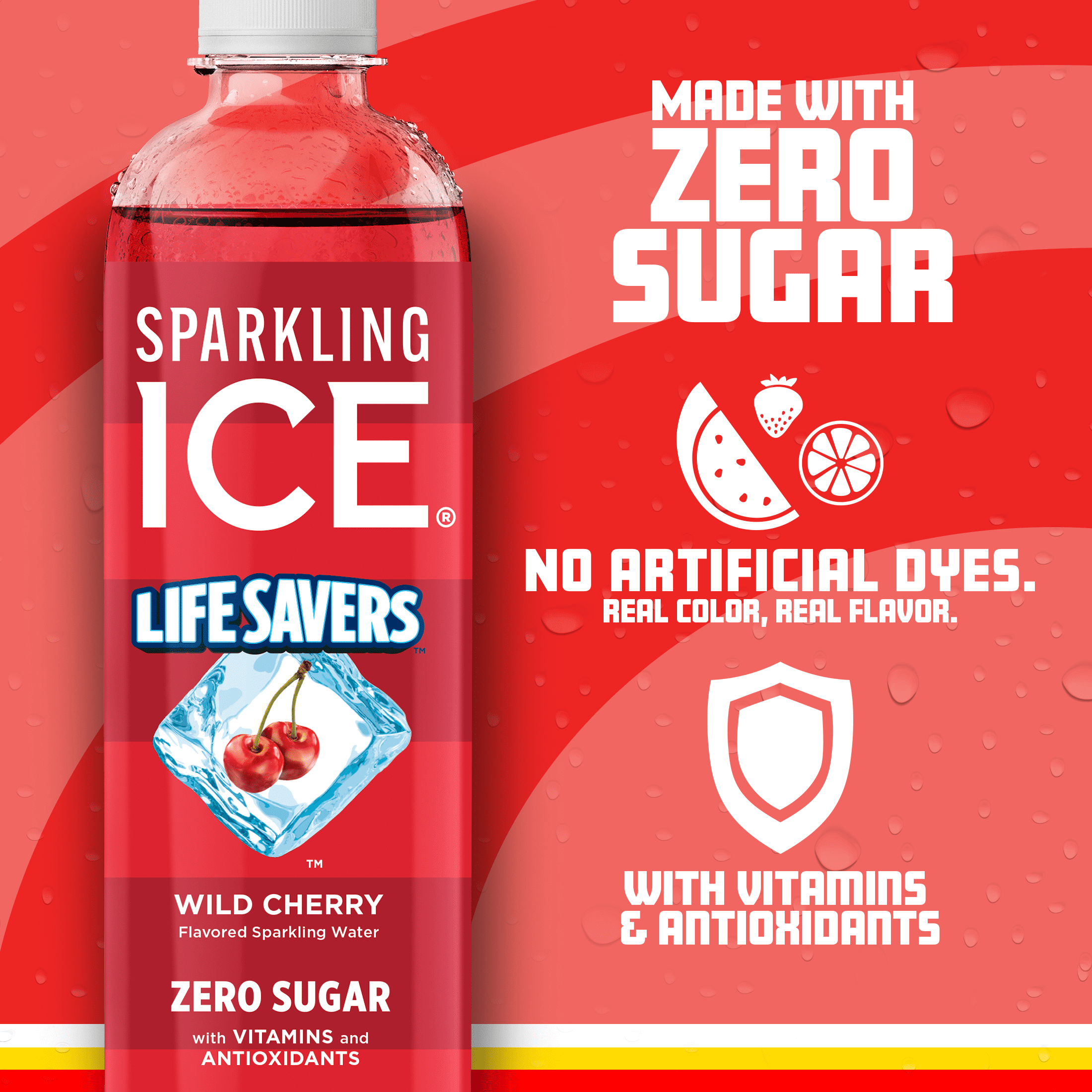 Sparkling Ice® Life Savers Wild Cherry 17oz bottle *Zero Sugar, Naturally Sourced Colors & Flavors*