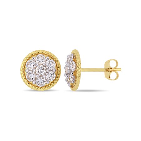 Miabella 1 Carat T.W. Diamond 14kt Yellow Gold Cluster Stud Earrings
