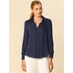 thumbnail image 3 of Camisa de trabajo de manga larga con blusa elegante con cuello en V de oficina para mujer Azul marino L Unique Bargains Camisa, 3 of 6