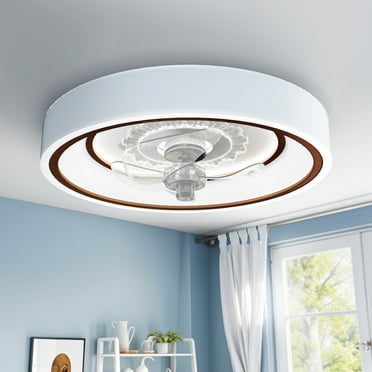 ModFusion 18.5" LED Ceiling Fan with Light, 6-Speed, Remote & App Control, Modern Low-Profile Flush Mount, White