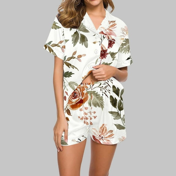 Aloohaidyvio Womens Button Down Pajama Sets Bride Pajamas Sets Sleepwear Shorts Lounge Set Sizes M