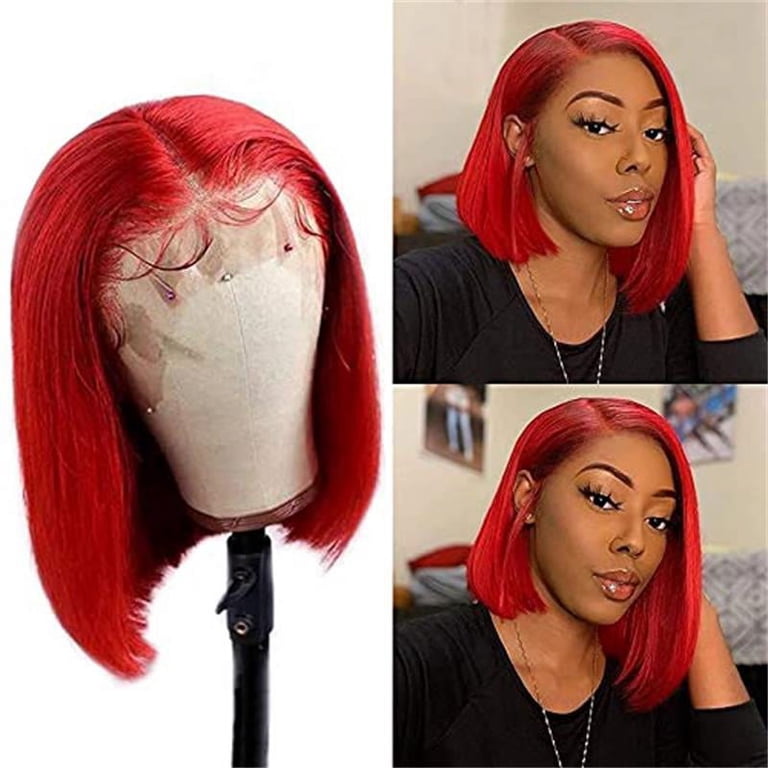 Red Bob Wigs 13x4 Lace Front Wigs Human Hair Wigs Straight  display picture 3