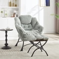 thumbnail image 2 of Jopath Lazy Chair with Ottoman, Accent Chair with Armrests and a Side Pocket, Leisure Upholstered Sofa Chair for Living Room Bedroom Office and Reading Room Light Green, 2 of 9