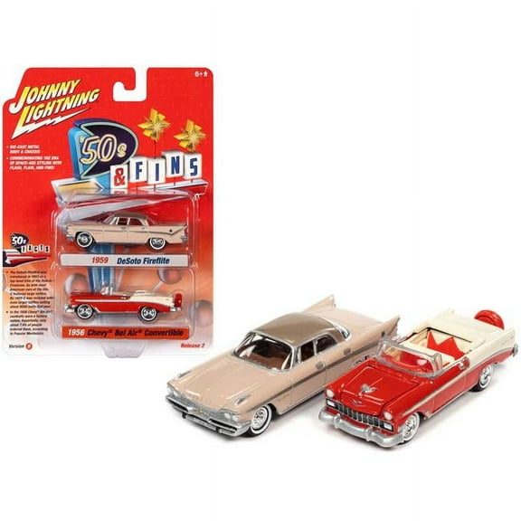 Johnny Lightning 1:64 1959 Desoto Fireflite 1956 Chevy Bel Air 2Car Set Series B
