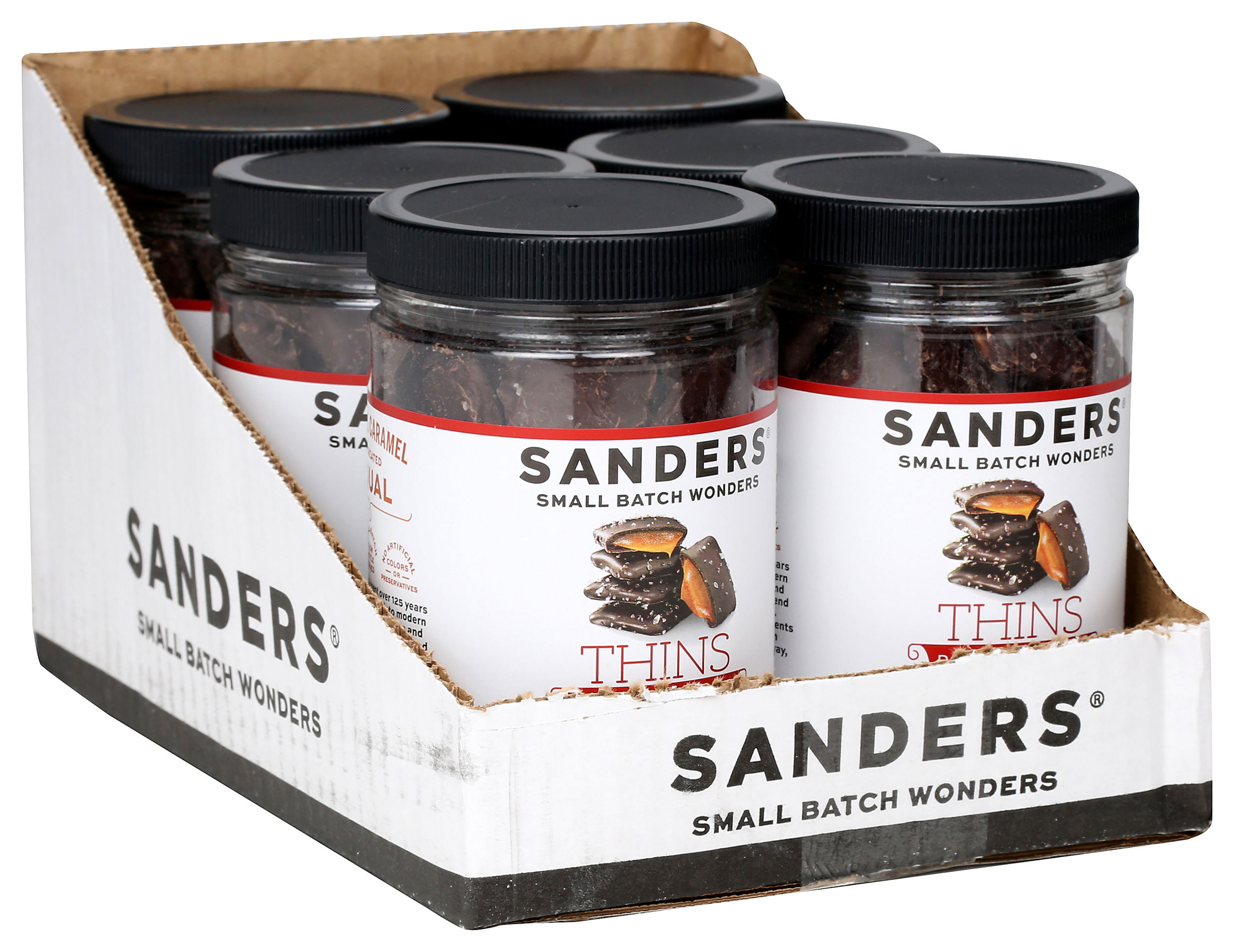 (Pack of 6), Sanders Fine Chocolatier Dark Chocolate Sea Salt Caramel Thins, 18 oz