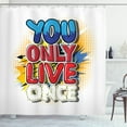 thumbnail image 1 of Ambesonne YOLO Shower Curtain, Cartoon Style Life Message, 69"Wx70"L, Multicolor, 1 of 3