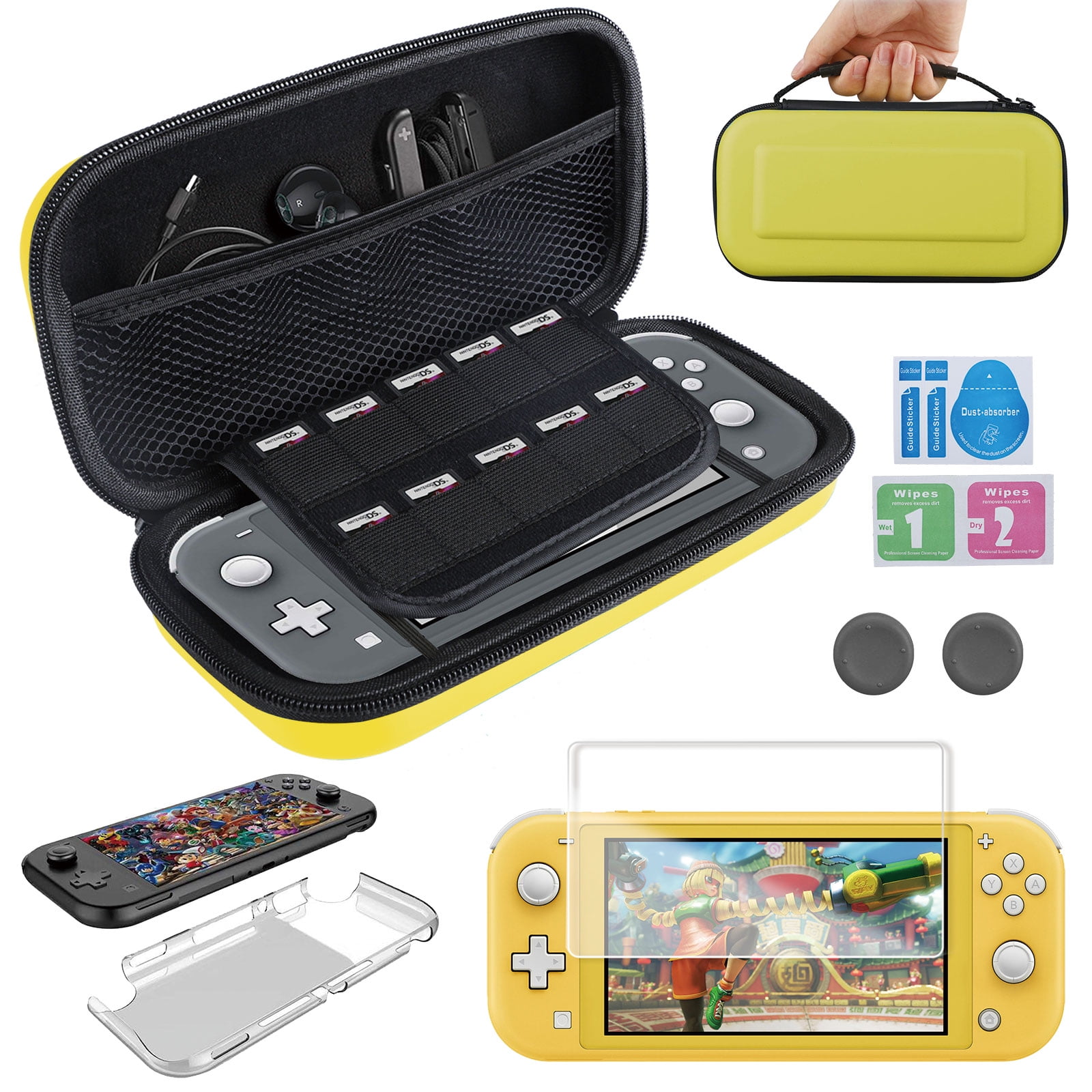 5 IN 1 Carry Case fit for Nintendo Switch Lite with Screen Protector, Hard Shell Protective