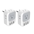 thumbnail image 1 of Adaptador de enchufe de viaje TESSAN de EE. UU. a Europa con 4 tomas de corriente alterna y 3 USB, 1 of 6