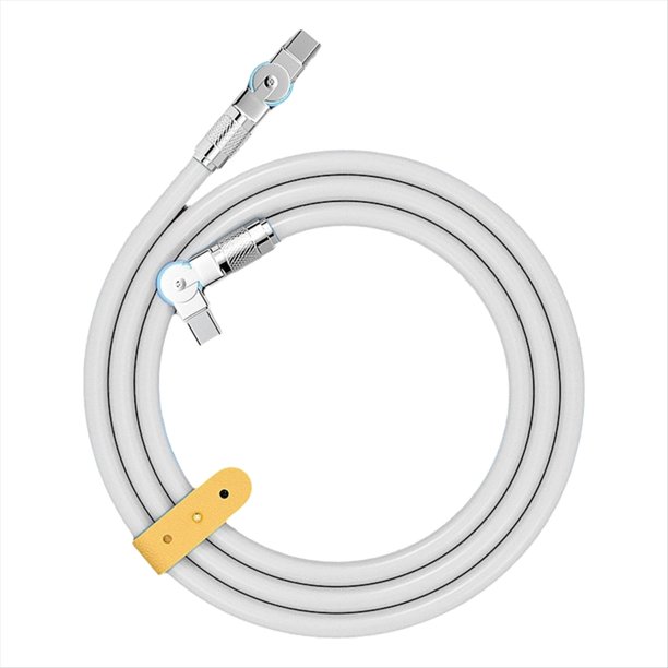 Cable de Datos Mecánico de Doble Codo Giratorio de 180°, Tipo C A Tipo C, Cable de Carga Rápida y Transferencia de Datos para Tabletas y Portátiles, 2 M