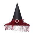 thumbnail image 1 of Sombrero de bruja de Halloween Scary Creepy Wide Brim Sombrero puntiagudo Regalo de Halloween para h Tomshoo Rojo, 1 of 7