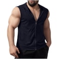 thumbnail image 1 of pstuiky Camisetas sin mangas para hombre, Camiseta deportiva informal de moda para hombre, con bolsillos, capucha y cremallera, sin mangas Camisas para hombres xl, 1 of 5