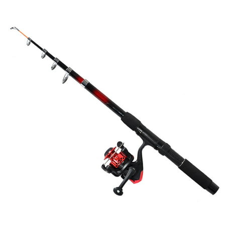 Unique Bargains Retractable Fishing Rod 2M w Gear Ratio 5.2:1 Spinning Reel + Hook