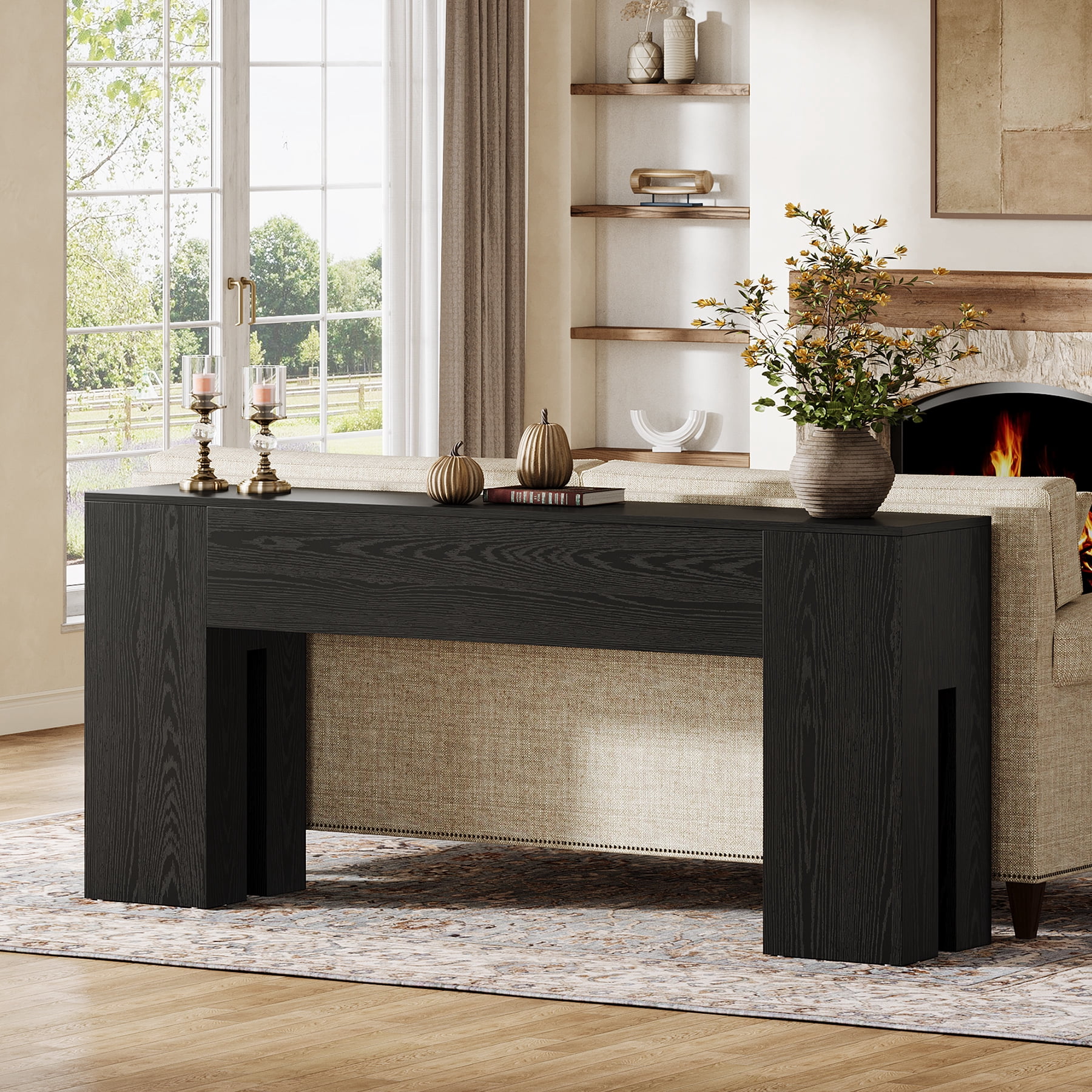 Tribesigns 71-inch Console Table for Entryway, Farmhouse Sofa Console Behind Couch, Entry Table for Hallway, Foyer, Living Room, Black