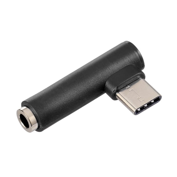 Adaptador USB-C Convertidor audio 90 grados tipo C a 3 5 mm (negro)