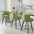 thumbnail image 6 of VINGLI 26" H Swivel Barstools Set of 2, PU Leather Upholstered Counter Stool with Back, Kitchen High Chairs Counter Height Bar stools with Cushion, Solid Wood Legs, Black, 6 of 14