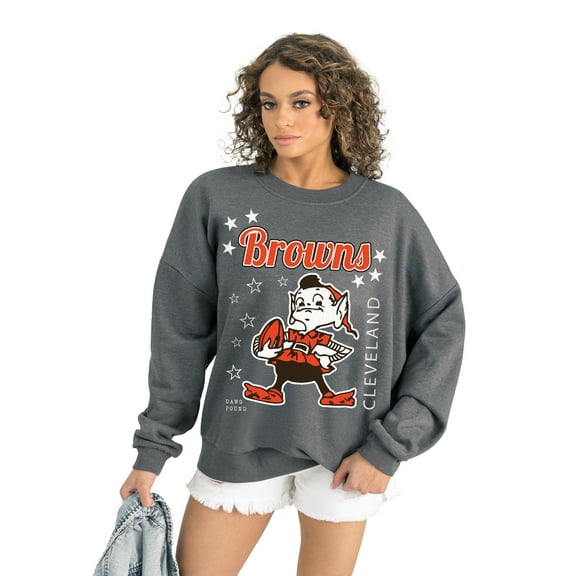 Women's Gameday Couture Gray Cleveland Browns Ready to Rumble Premium Fleece Pullover Sweatshirt