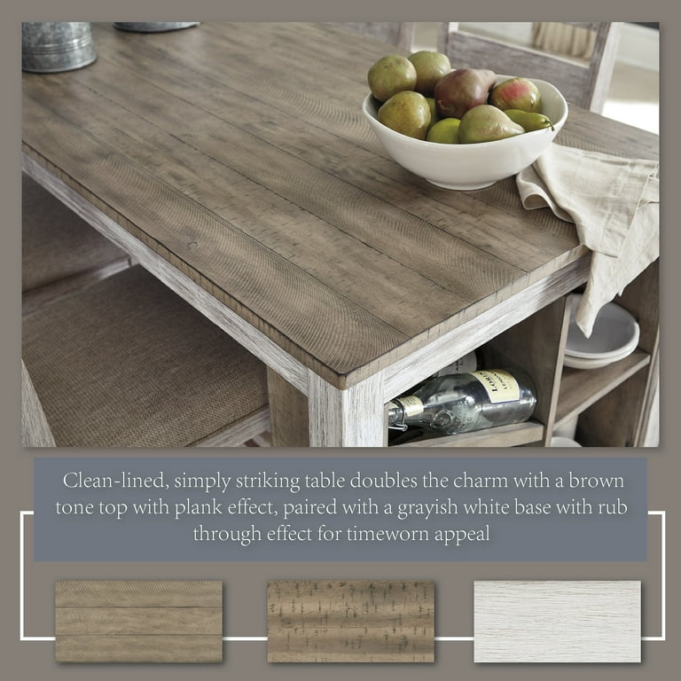 Ashley Skempton Counter Height Dining Set w/ Wood Bar Stools and