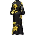 thumbnail image 3 of LOFIR Womens Long Silky Kimono Robes, Satin Silky Bathrobe Robe Soft Floral Bridesmaid Robes for Women, Ladies Sleepwear, 3 of 8