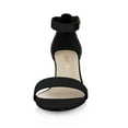 thumbnail image 6 of BLISSFUL STEP Women's Solid Color Open Toe Mid Block Heel Buckle Ankle Strap Sandals Black 10, 6 of 8