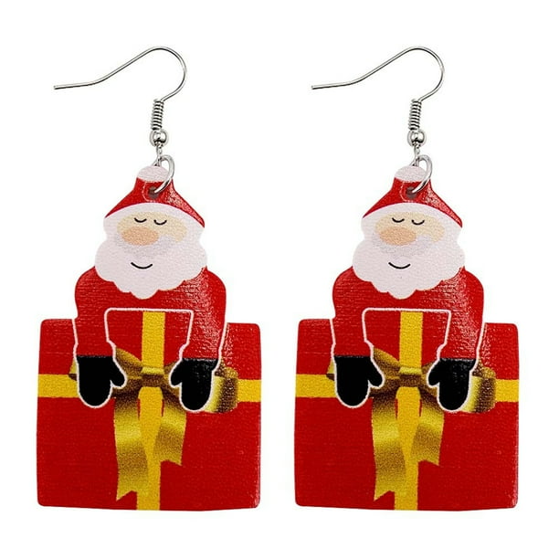 Pendientes para mujer, regalos para mujer, pendientes navideños de piel sintética, pendientes colgantes con forma de lágrima, pendientes de animales.