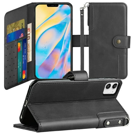 For Motorola Moto G Stylus 5G 2022 Wallet Case with Credit Card Holder, PU Leather Flip Pouch Storage Kickstand & Strap Cover ,Xpm Phone Case [ Black ]