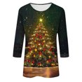 thumbnail image 4 of Otvok Merry Christmas Shirts Women O-Neck T Shirt 3/4 Sleeve Raglan Christmas Tee Holiday Tunic Tops, 4 of 6