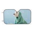 thumbnail image 7 of Haiem Dog Wrapped in Towel Car Windshield Sun Shade - Blocks UV Rays Sun Visor Protector, Sunshade to Keep Your Vehicle Cool, Universal Fit SUV Van Sedan-Medium, 7 of 7