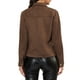thumbnail image 3 of Chaqueta de ante sintético con cuello de solapa y bolsillos con solapa de INSPIRE CHIC para mujer, color café, 3 of 7