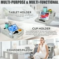 thumbnail image 5 of Couch Cup Holder Tray & Tablet Pillow Stand - Bed, Couch Caddy, Sofa, RV & Car - Holds Drinks, Snacks, Remotes, Phones, Tablet | Bed Cup Holder (Grey), 5 of 8