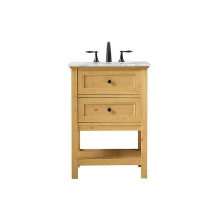 24 in. 1-Drawer Transitional Single Bathroom Vanity, Natural Wood