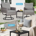 thumbnail image 2 of Ainfox Patio Swivel Bistro Set,3-Piece Ourdoor Furniture Set,Wicker Rattan Coversation Rocking Chairs w/Glass Top Table & Cushions,Grey, 2 of 5